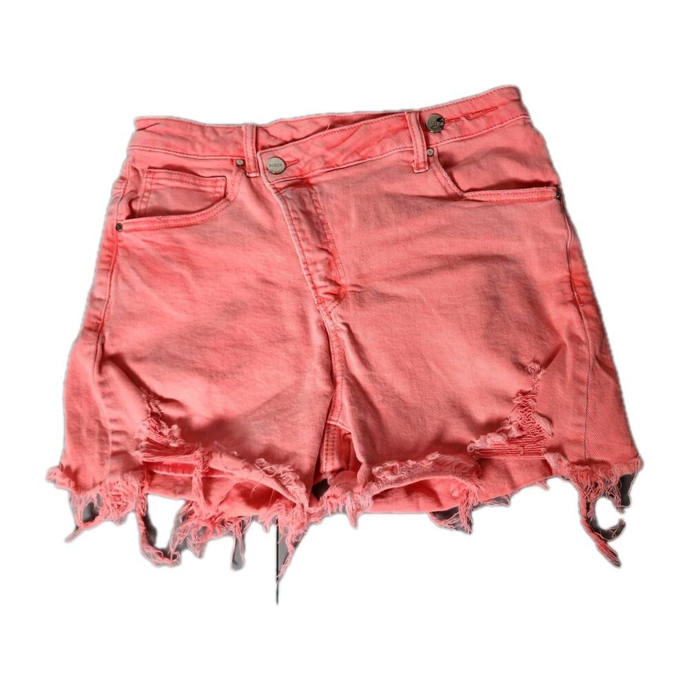 Women's Coral Distressed Denim Shorts - Picture 2 of 8